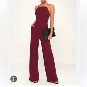 High neck, open back, jumpsuit